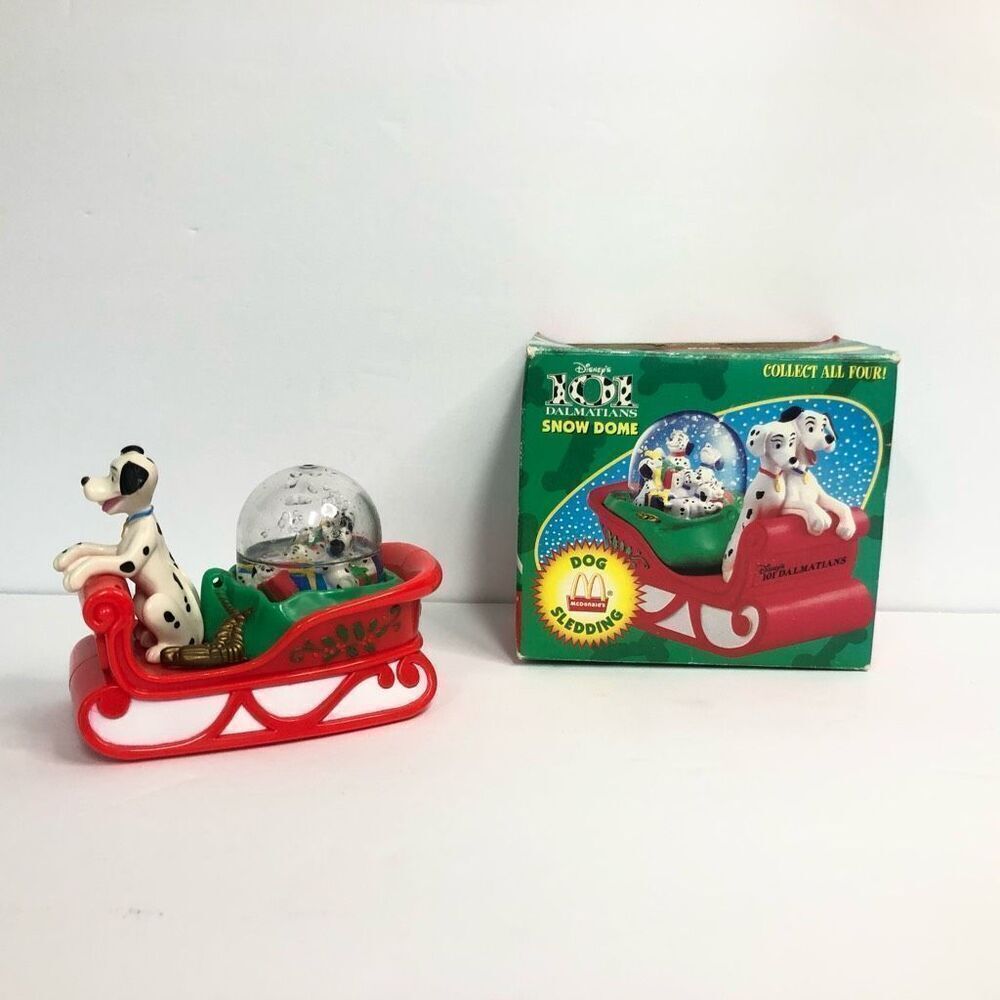 101 dalmatians mcdonalds snow globe ornament‎ 1996 dog sledding disney vintage